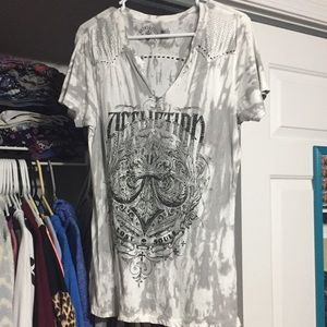 Affliction white bling tee